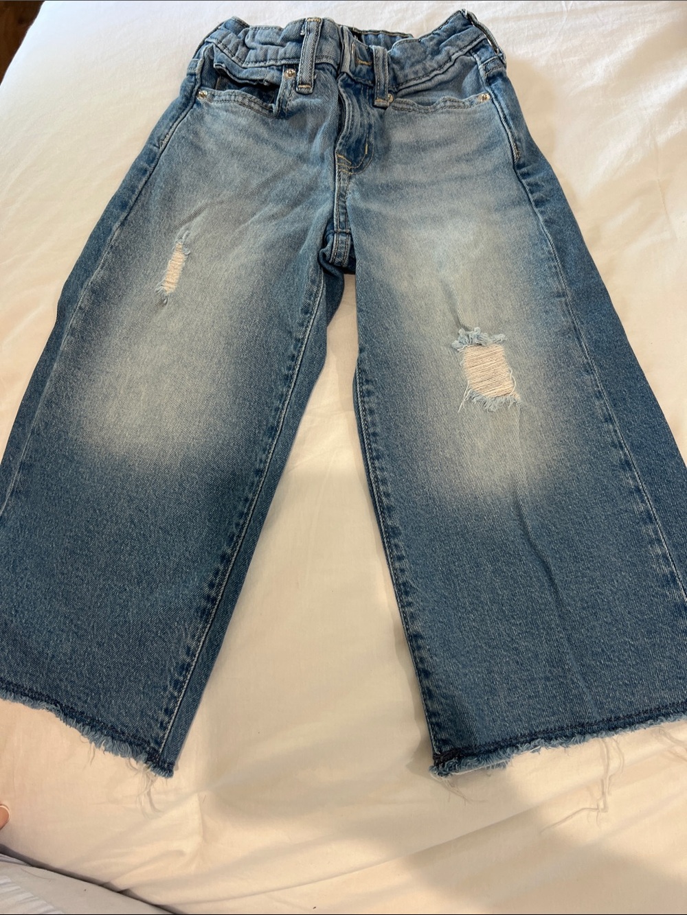 Classic High-Waist Distressed Girls Jeans - Blue